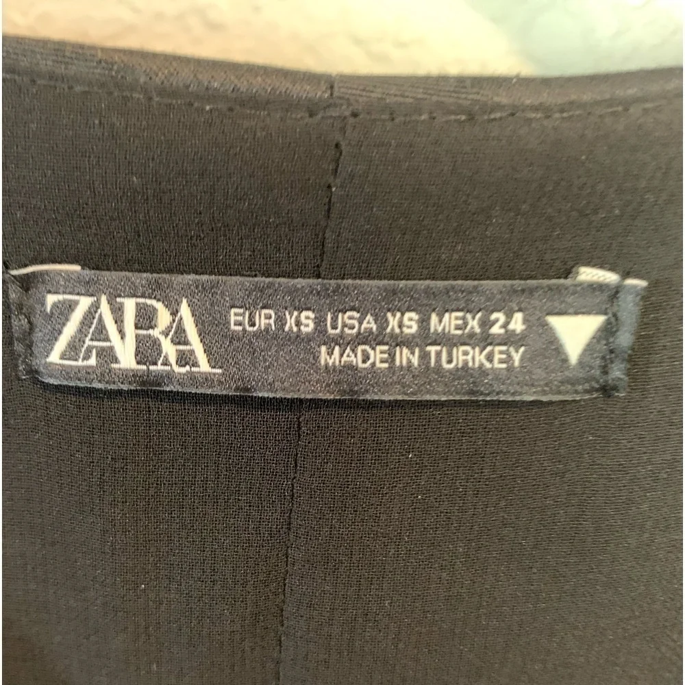 Zara Black Polka Dot Satin Blazer Dress - Picture 8 of 9